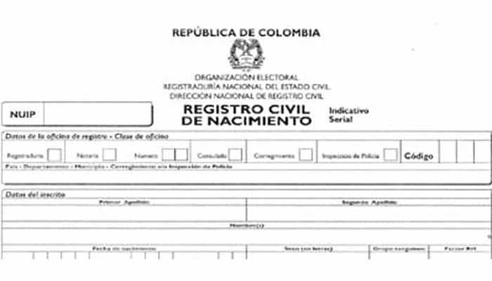 registro civil de nacimiento